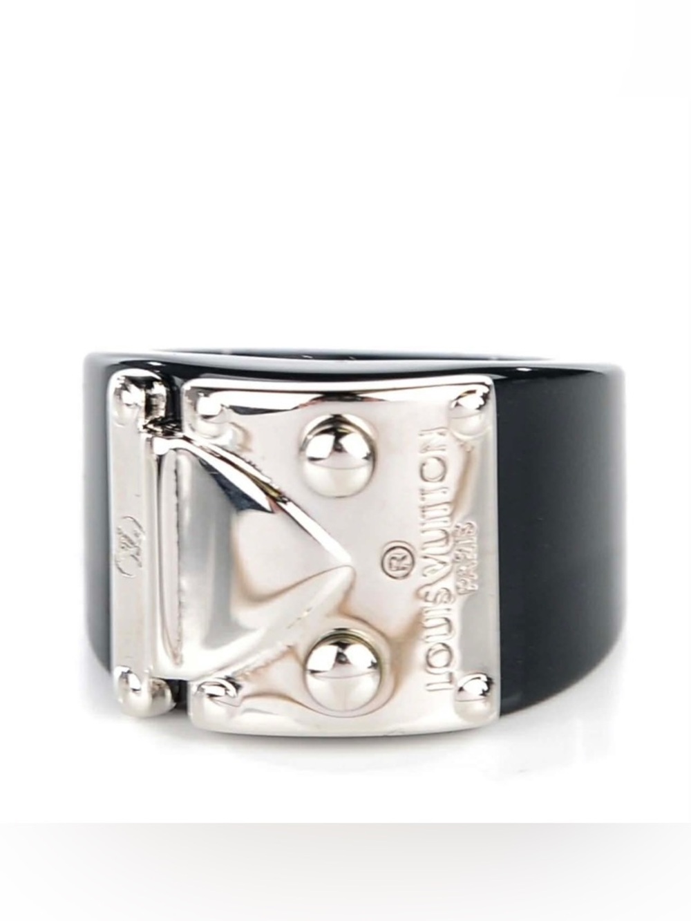 Louis Vuitton Engraved Silver Trunk Lock It Ring 7- Free Gift Included